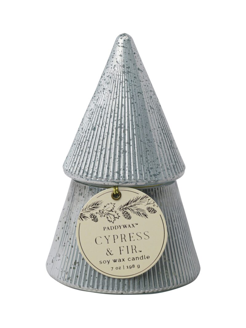 Silver Mercury Glass 7-oz Soy Wax Tree Candle, Cypress & Fir